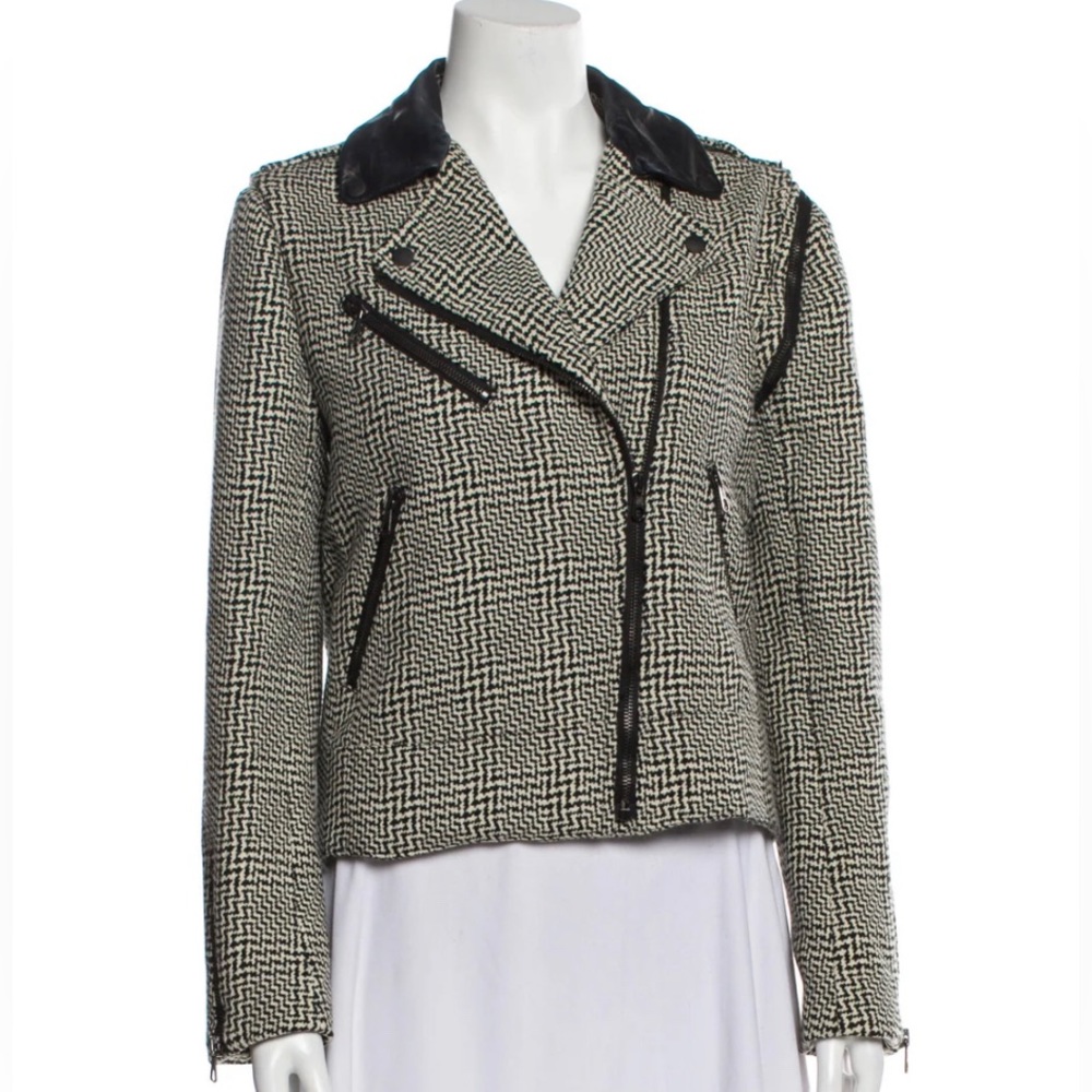 Rag & Bone Plaid Printed Biker Jacket Size 4